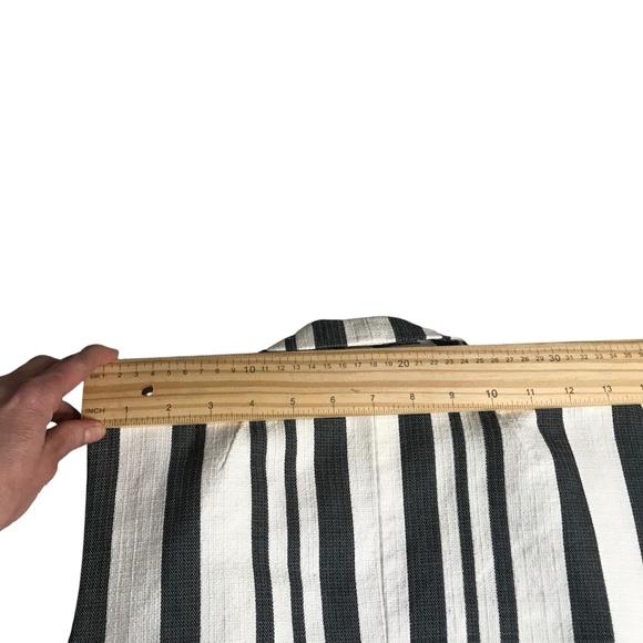 Talbots Black White Striped Linen Blend Sleeveless Blazer Vest S/M - Picture 7 of 10